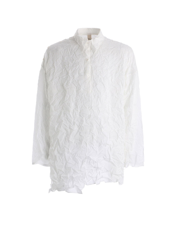 CRUSHED FABRIC DATCHED DOLMAN SHIRT