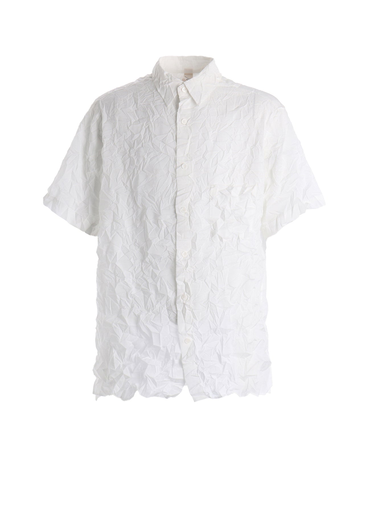 CRUSHED FABRIC STAND COLLAR BACK GATHER SHIRT – THE SHOP YOHJI