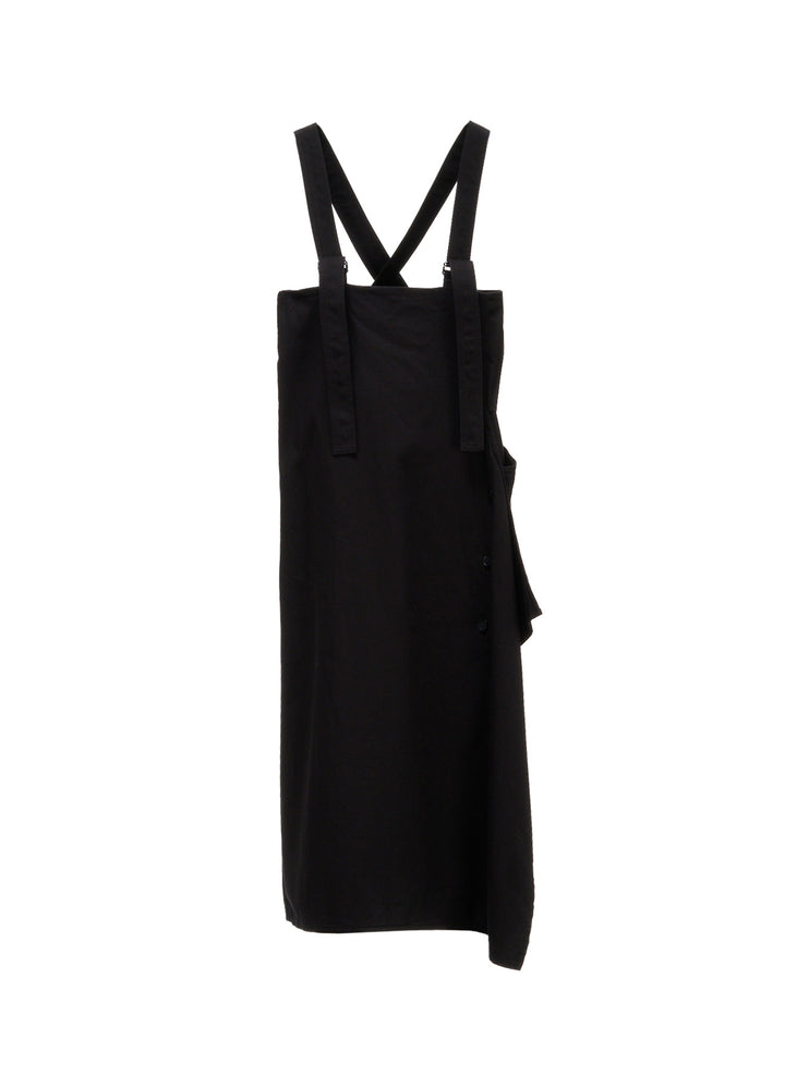COTTON TWILL SUSPENDER DRAPED DRESS