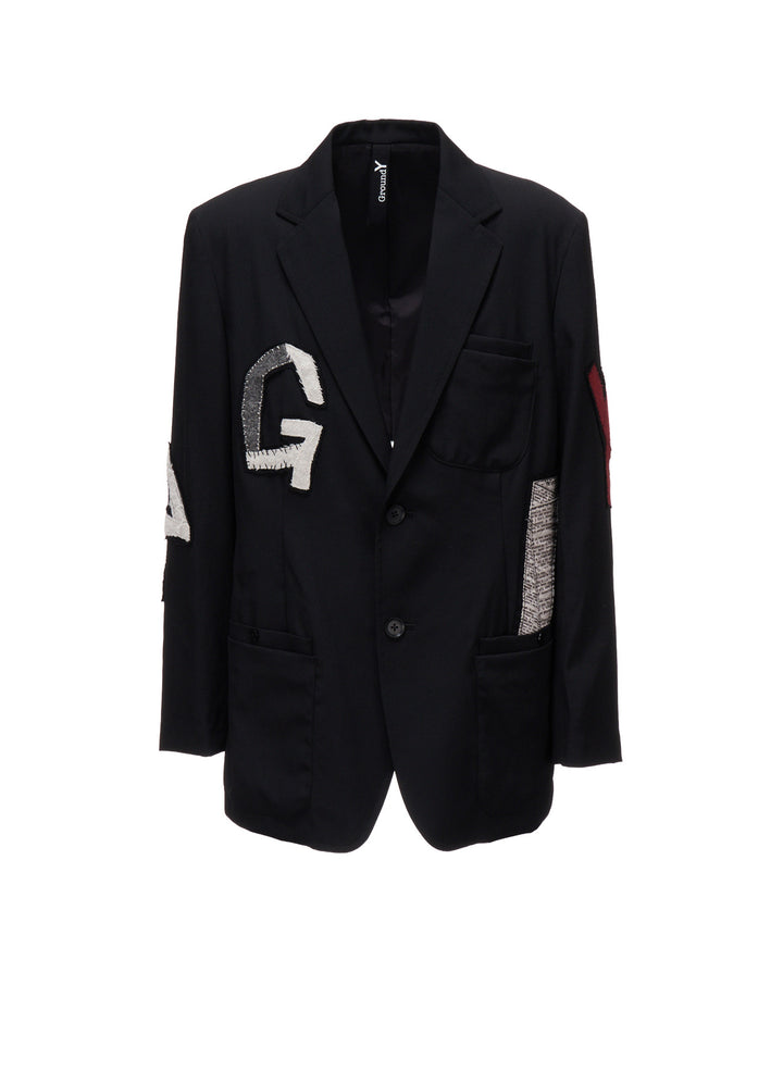 WOOL GABARDINE APPLIQUE OUT POCKET JACKET