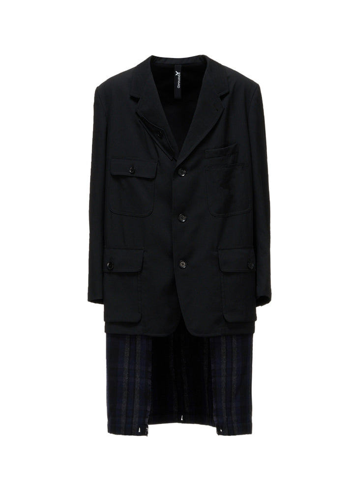 WOOL GABARDINE+C/W DARK PLAID WORK JACKET