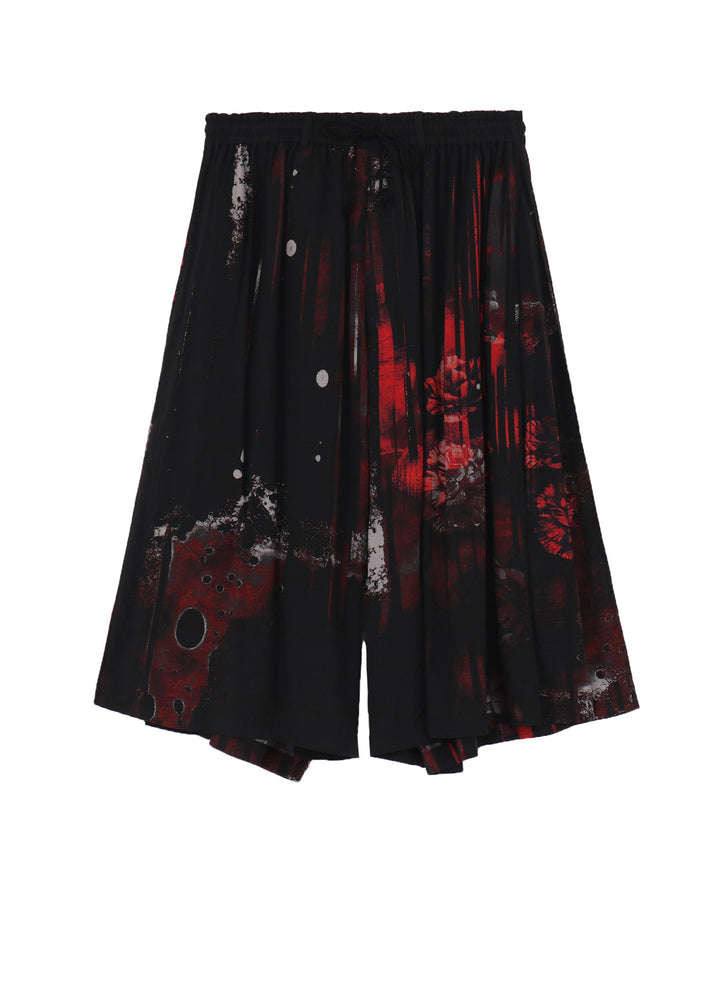 RAYON FLORAL STRIPED CULOTTE PANTS