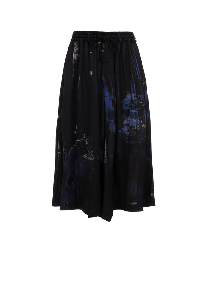 RAYON FLORAL STRIPED CULOTTE PANTS