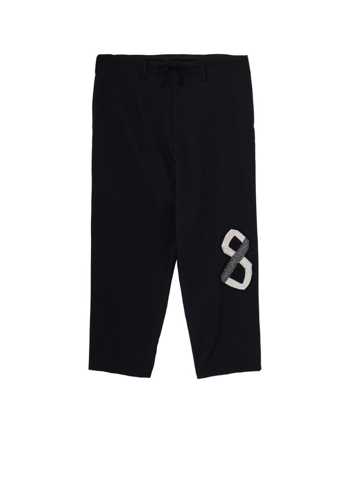 WOOL GABARDINE APPLIQUE DRAWSTRING PANTS