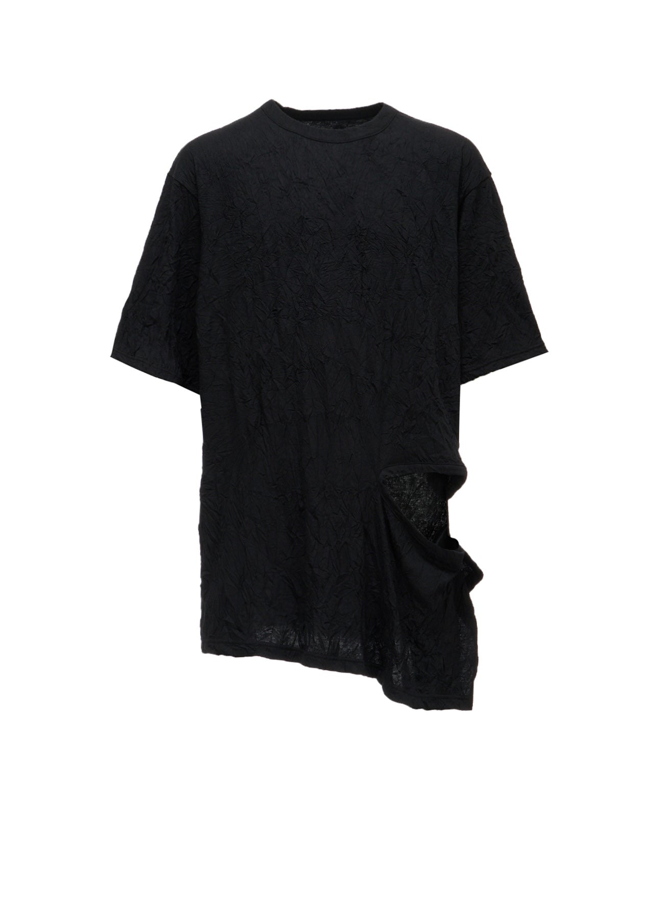 CATCH WASHER WRINKLE JERSEY LEFT SIDE CUT OUT SHORT SLEEVED T