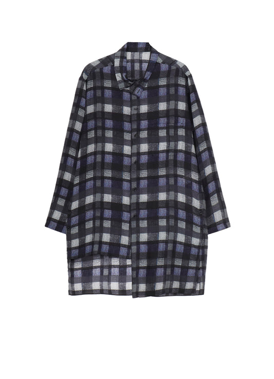 【PIECE UNIQUE/AOYAMA】PURPLE PLAID ASYMMETRY STAND COLLAR BLOUSE