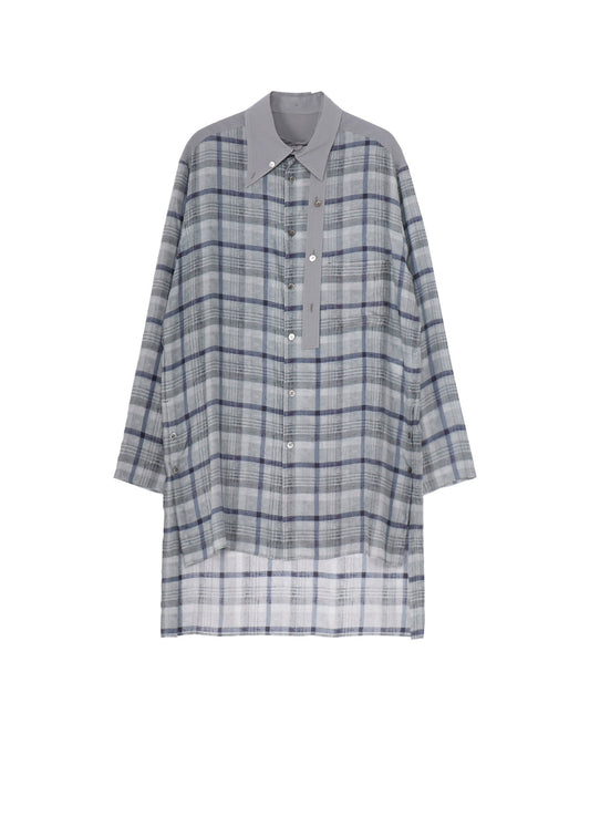 【PIECE UNIQUE/THE SHOP】GRAY PLAID SPARE COLLAR BLOUSE