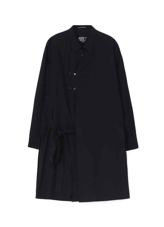 COTTON BROADCLOTH DOUBLE LEFT PANEL SHIRT WITH BELT