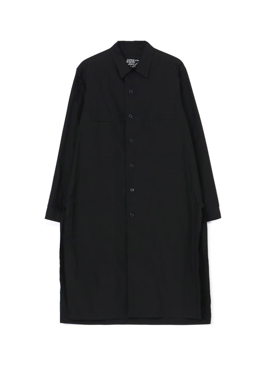 COTTON BROADCLOTH OPEN COLLAR LONG SHIRT