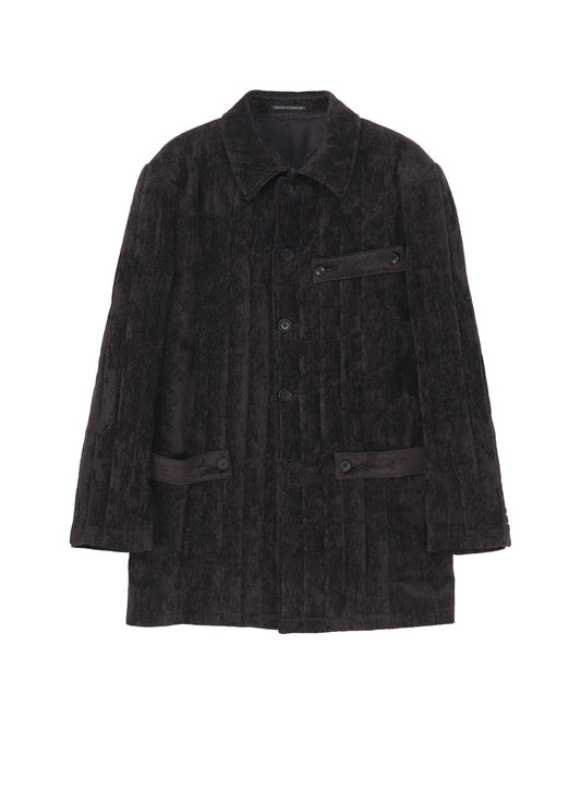 LINEN VELVET  TAB DETAIL PADED JACKET