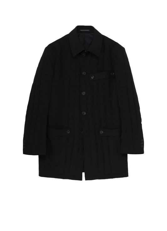 WOOL GABARDINE TAB DETAIL PADED JACKET