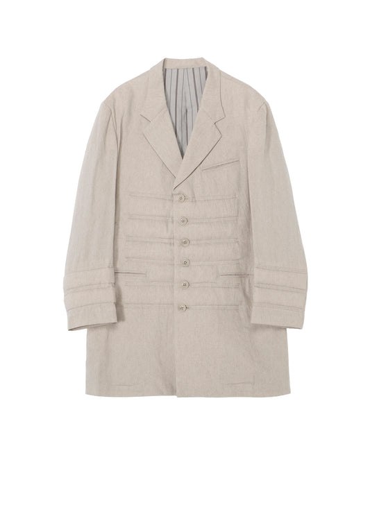 LINEN/COTTON DENIM 6 BUTTONS PADDED JACKET