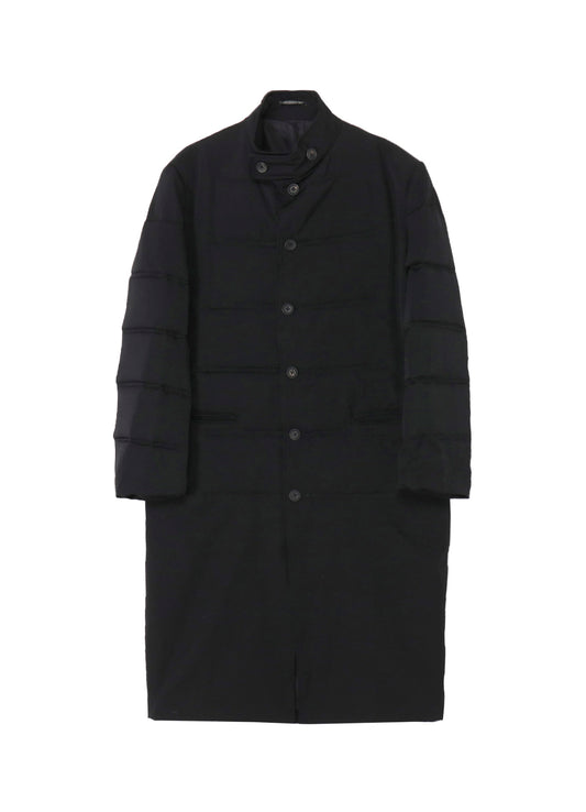 WOOL GABARDINE HORIZONTAL PADDED LONG JACKET