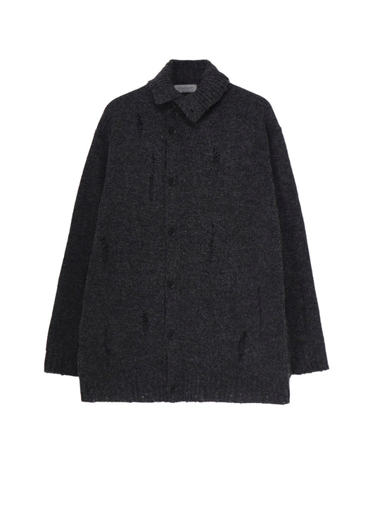 PLAIN STITCH CRASHED HIGH NECK CARDIGAN