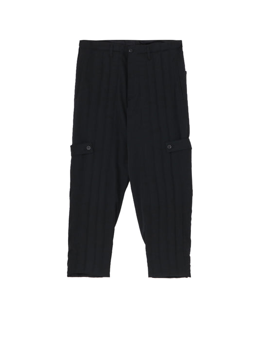 WOOL GABARDINE TAB DETAIL PADDED PANTS