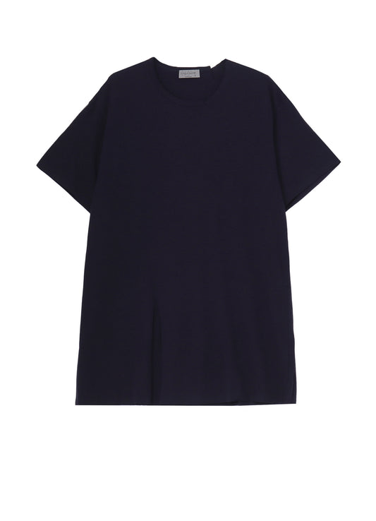 WOOL MIX SINGLE JERSEY SLIT ROUND NECK T