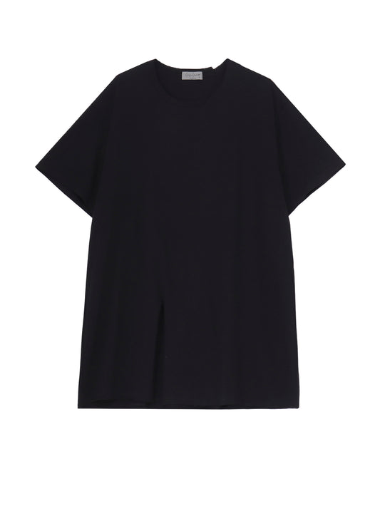 WOOL MIX SINGLE JERSEY SLIT ROUND NECK T