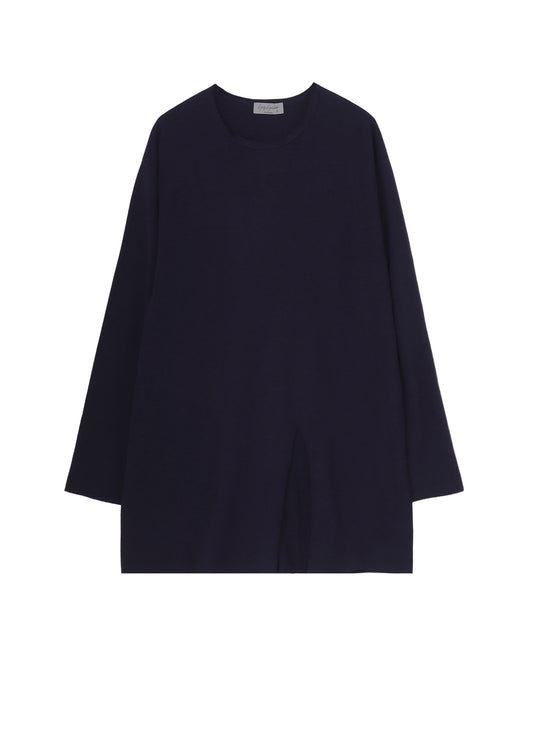 WOOL MIX SINGLE JERSEY SLIT ROUND NECK T