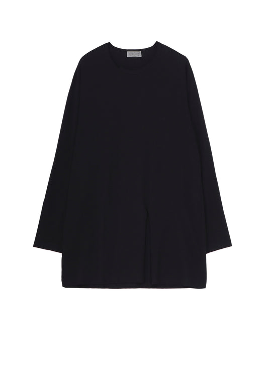 WOOL MIX SINGLE JERSEY SLIT ROUND NECK T