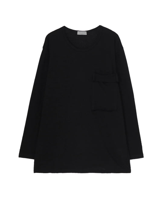 COTTON ANGORA PLATING JERSEY CHEST PKT LONG SLV T