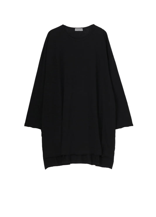 COTTON CASHMERE JERSEY BIG ROUND NECK LONG SLV T