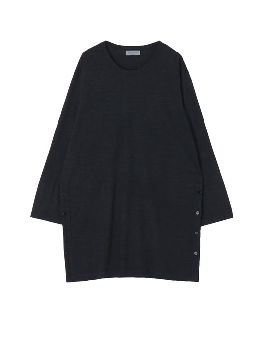 WOOL SINGLE JERSEY SIDE SLIT BUTTON DETAIL T