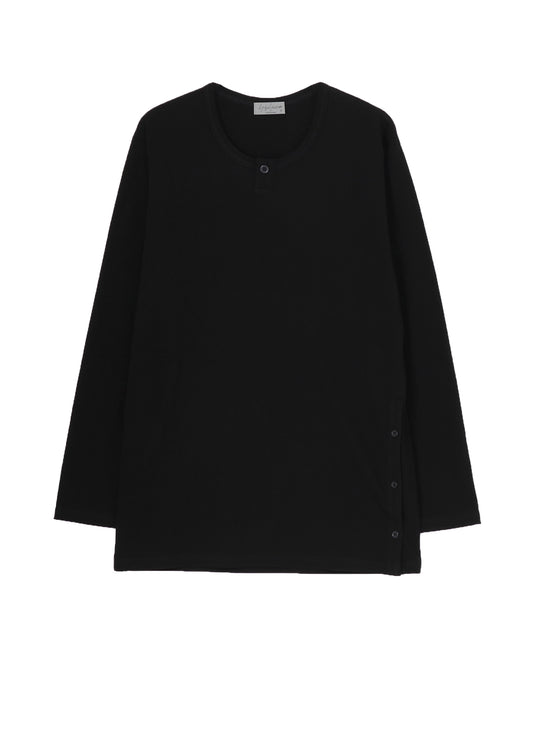 30/-COTTON SINGLE JERSEY SLIT HENLEY NECK T