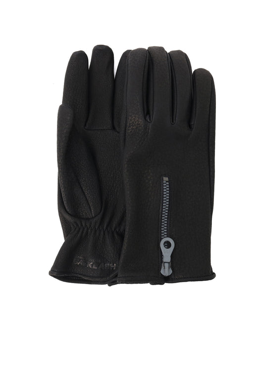 DEER SKIN BLACK ZIP GLOVES