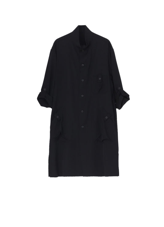 WOOL GABARDINE LONG SHIRT COAT