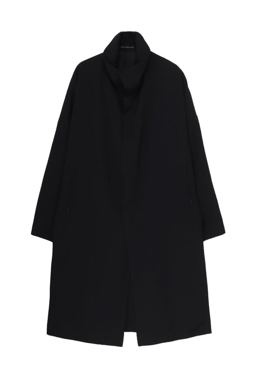 WOOL GABARDINE STRAIGHT CUTTING STAND COLLAR COAT