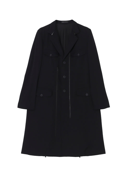 WOOL GABARDINE 3BUTTONS ZIP LONG COAT