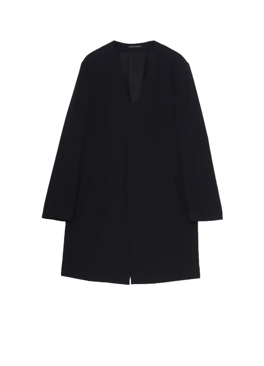 WOOL GABARDINE COLLARLESS JACKET
