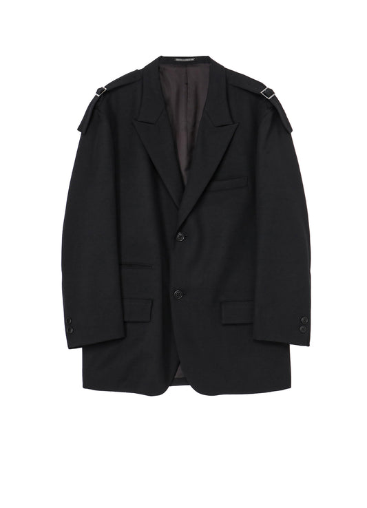 WOOL GABARDINE 2BS JACKET WITH SHOULDER ADJUSTER
