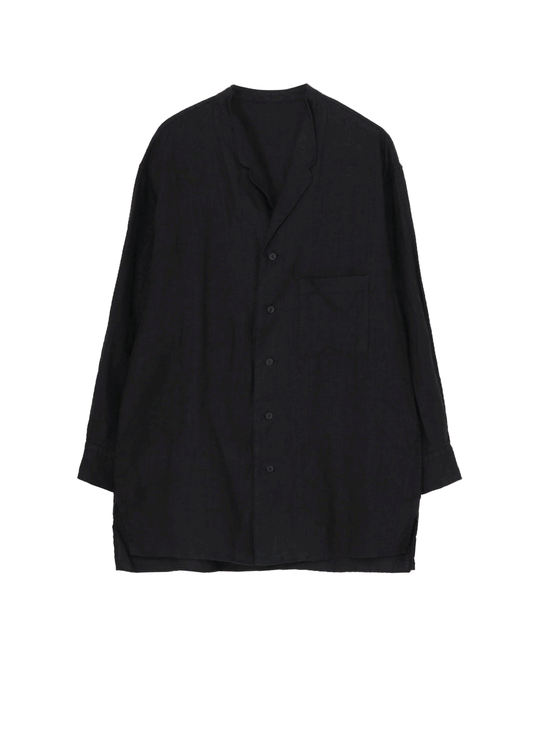 GARMENT DYE FLAX NOTCHED BLOUSE