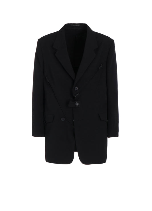 WOOL GABARDINE ZIP DETAIL PANELED JACKET