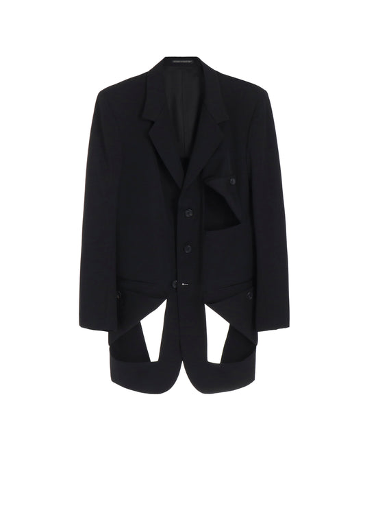 WOOL GABARDINE DIAGONAL BUTTON JACKET