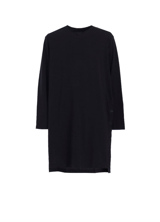 COMBED SINGLE JERSEY SINGLE BUTTON HENRY NECK LS T