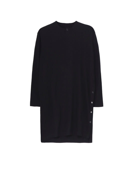 COMBED SINGLE JERSEY SINGLE BUTTON HENRY NECK LS T
