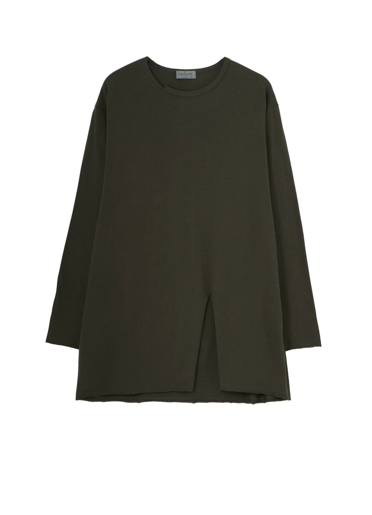 【Yohji Yamamoto ニットTシャツ カーキ】 COTTON JERSEY SLIT ROUND NECK LONG SLV TEE – THE SHOP YOHJI YAMAMOTO