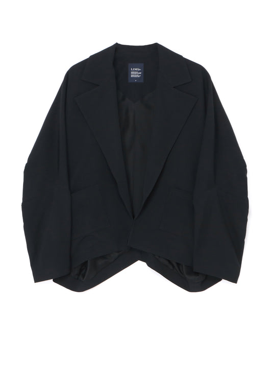 WOOL GABARDINE ELBOW PATCH SHORT JACKET