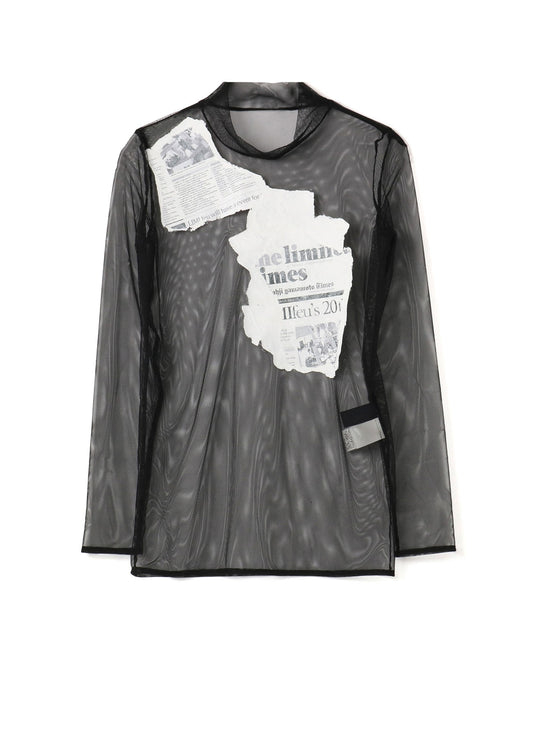 Newspaper Print High Neck T