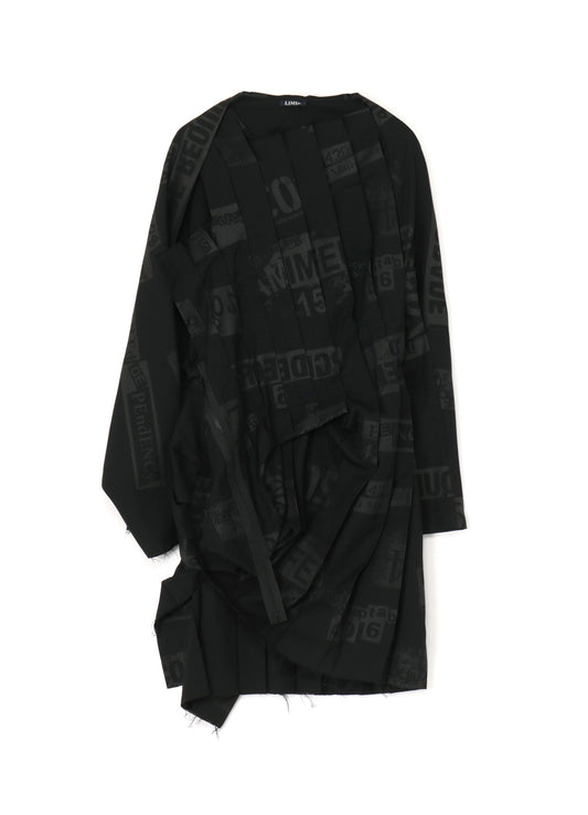 PRINTED SERGE DRESS WITH PLEATED FRONT DETAILS