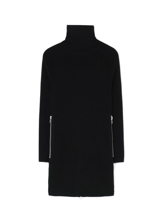 SOFT WOOL TURTLENECK PULLOVER DRESS WITH FASTENER