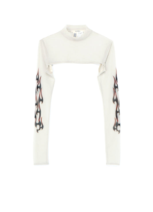 FIRE PRINT EXTREME CROP TOP WITH MOCK TURTLENECK