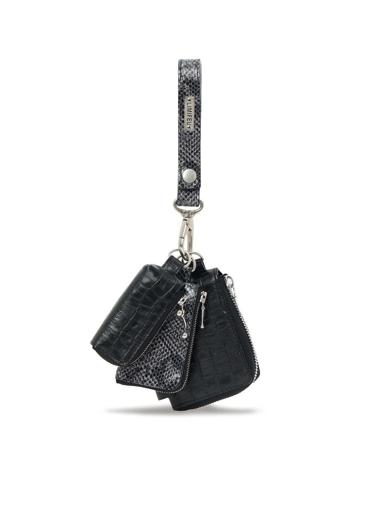 CROC+ SNAKE EMBOSSED LEATHER 3LAYERS POUCH – THE SHOP YOHJI YAMAMOTO
