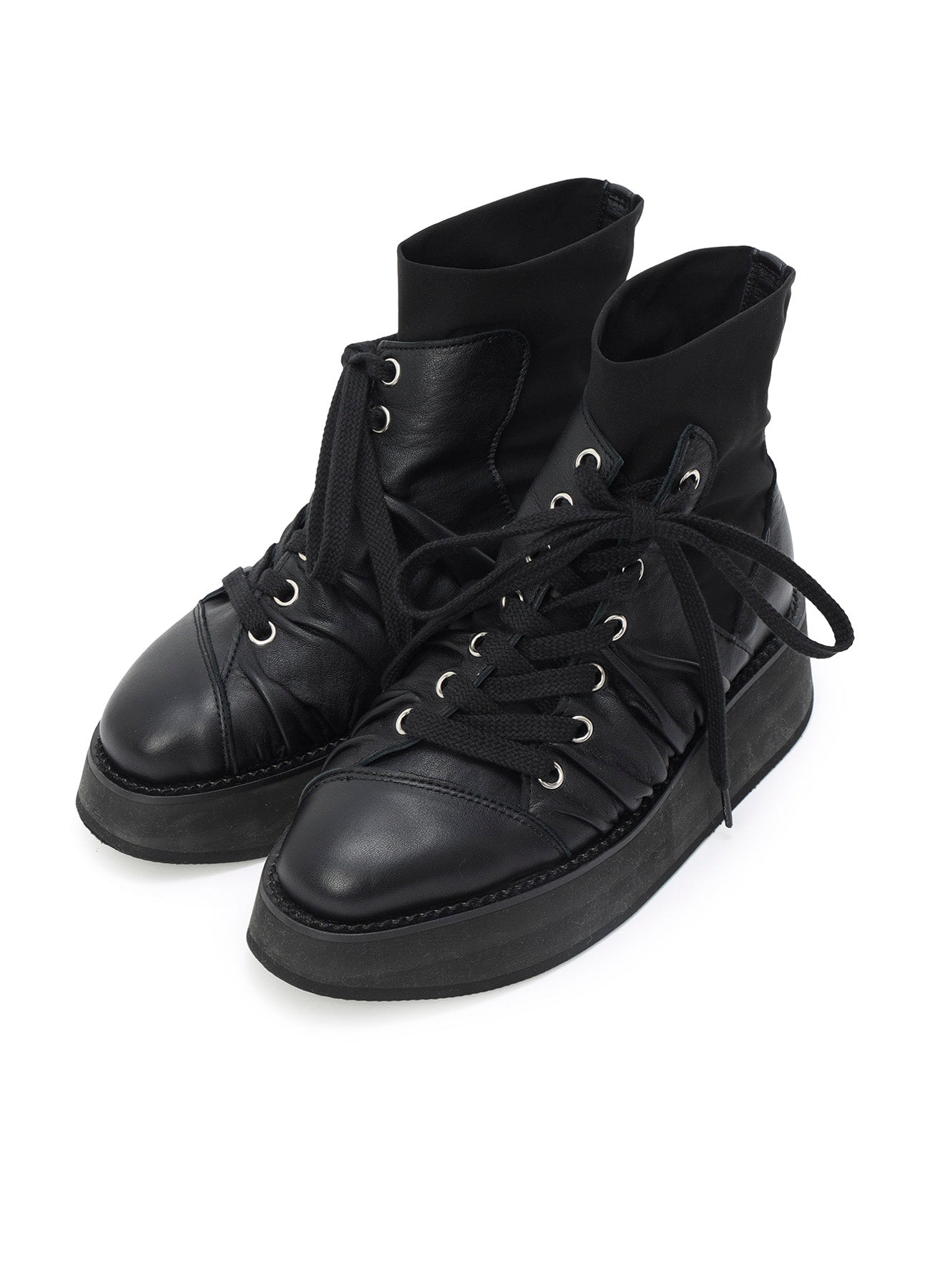 SOFT TANNED LEATHER+ STRETCH TEX DRAPE BOOTS – THE SHOP YOHJI YAMAMOTO