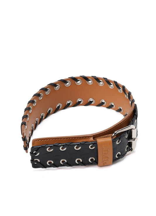 KIP+ CROCODILE LEATHER CODE LOOP EYELET HEADBAND