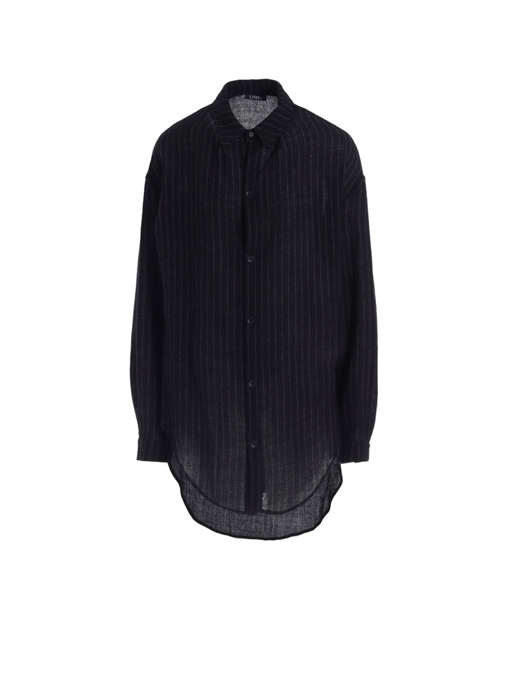 STRIPE GAUZE NECK TUCK SHIRT