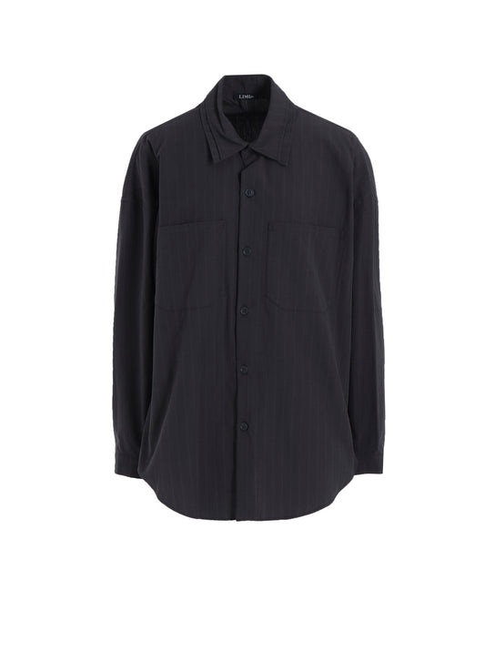 GREY STRIPE DOUBLE COLLAR SHIRT