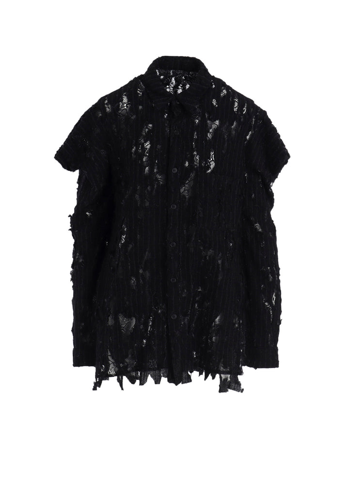 DAMEGED STRIPE SHOULDER PUFF SHIRT